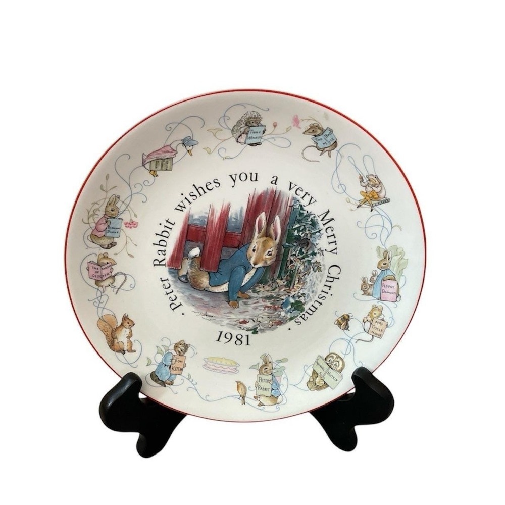 Beatrix Potter Wedgwood Peter Rabbit Merry Christmas Plate 1981
